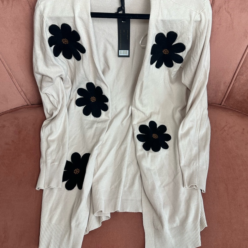 Floral Cream Cardigan Sweater